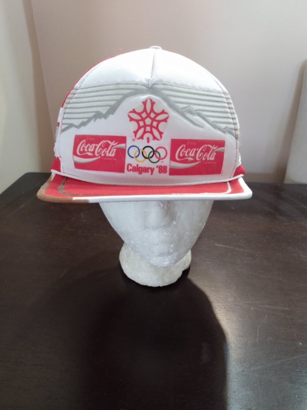 Vintage Coca Cola 1988 Calgary Olympics Snapback Hat Mesh Trucker 80s